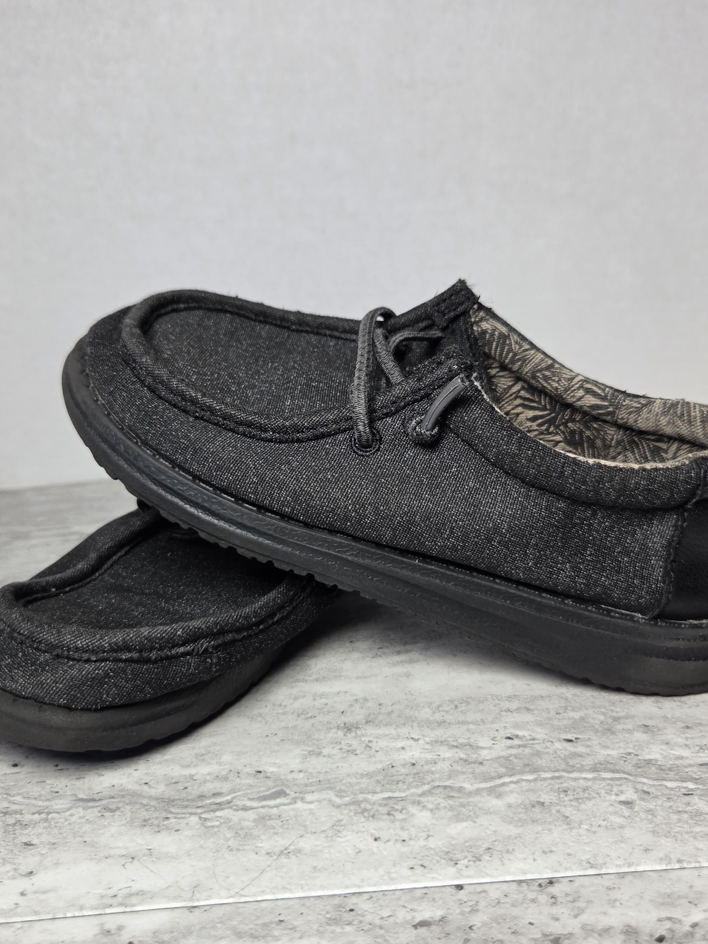 Hey Dude Kids Black Slip-On Canvas Loafers